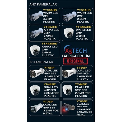 X5 Tech YT-343 AHD 2Mp 3 Array LED 3,6mm Dome Kamera